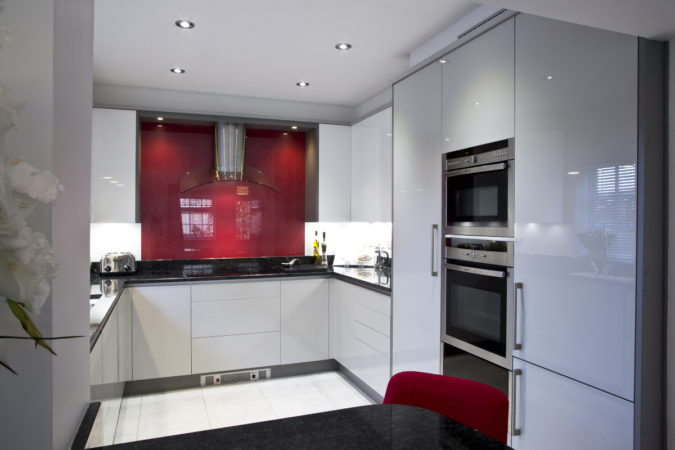 Our New Kitchen For The Cain Family In Hayes In Gloss White/grey With A Splash Of Red
