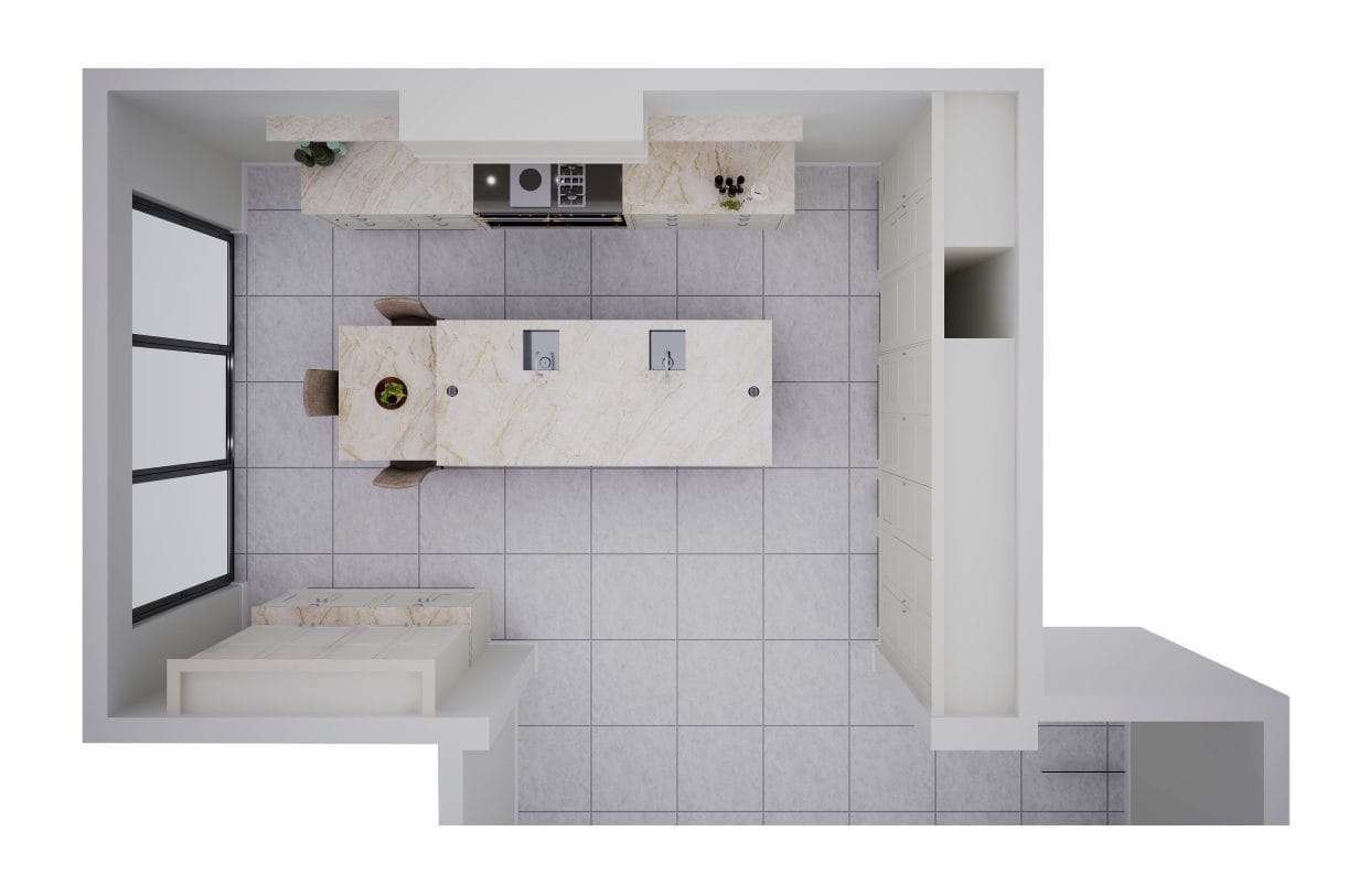 3D render of the kitchen