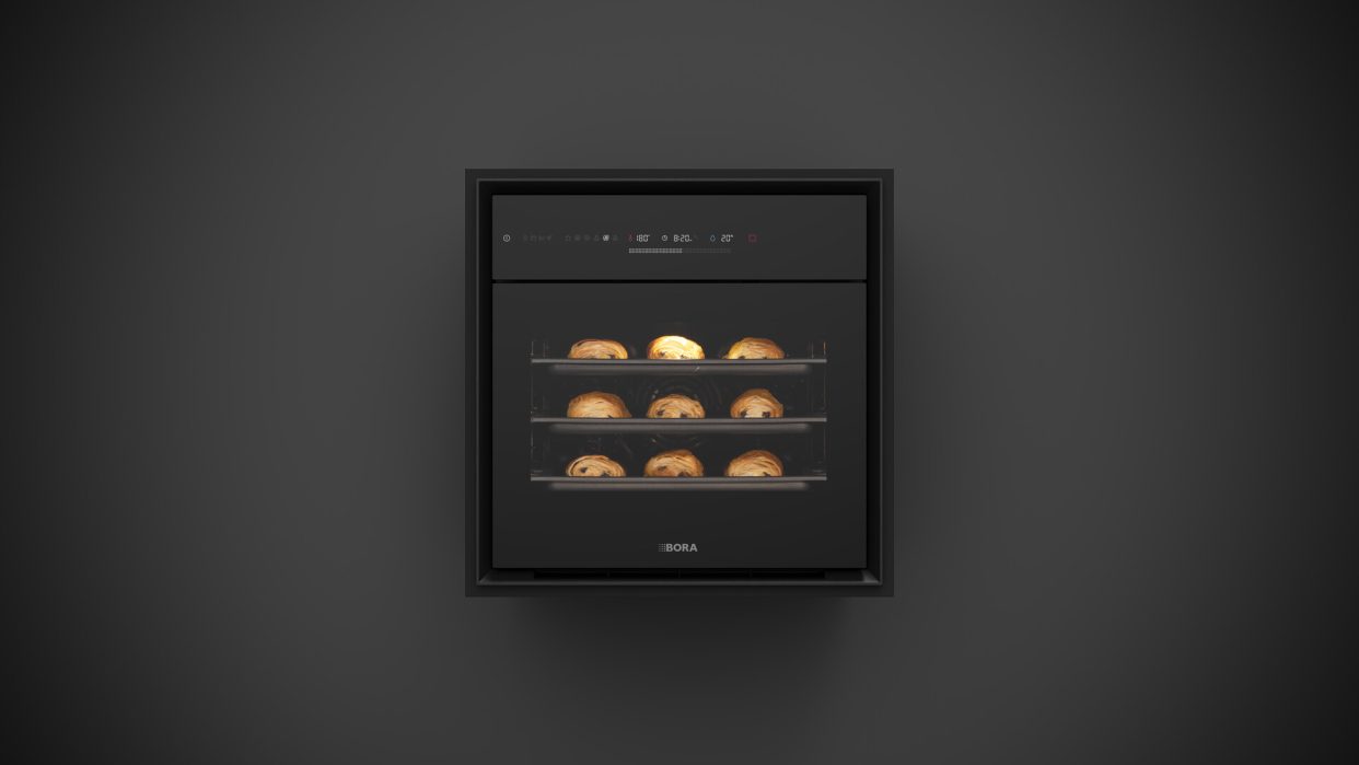 ORA Oven Steam with three shelves of perfectly baked pastries